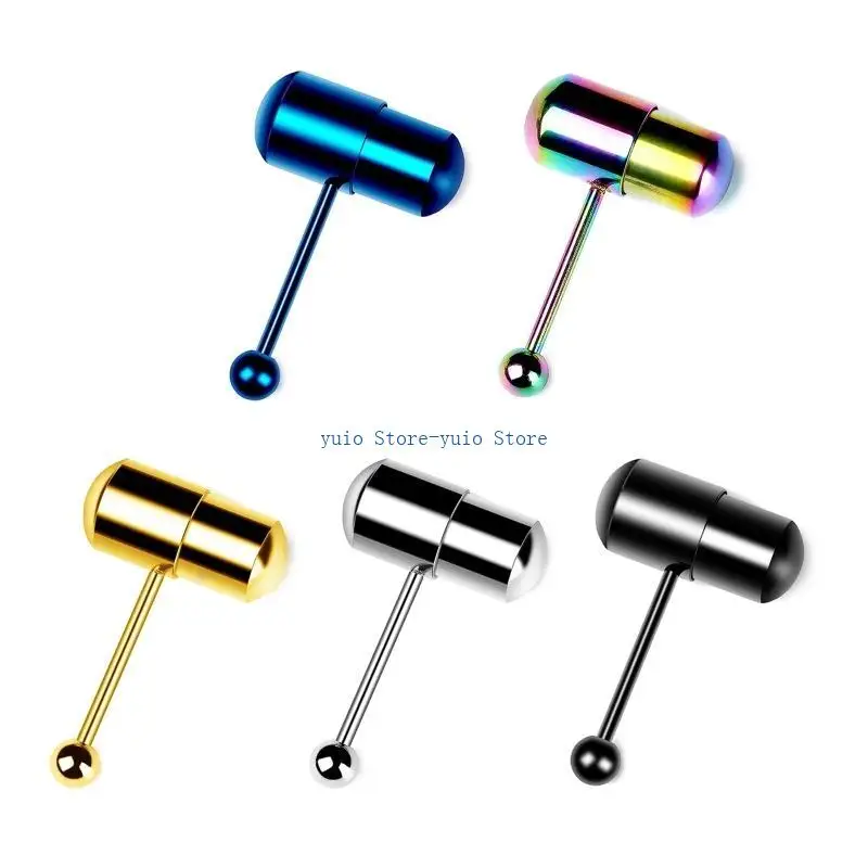 

X7XB Vibrating Tongue Ring Mixed Color Prickly Straight Barbell Body Piercing Jewelry