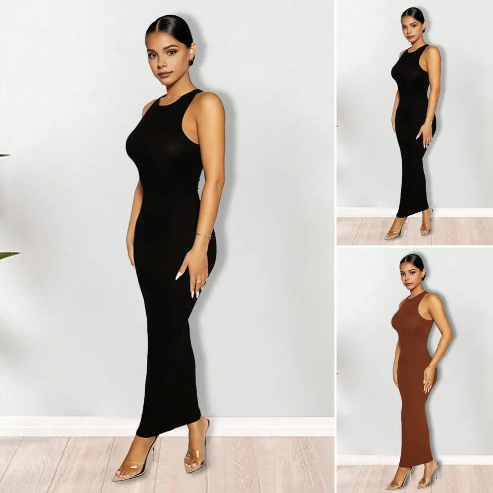 Slim Fit Dress High Elastic Elegant Maxi Dress Ankle Length Women Slim Fit Sheath Thread Club Party Dress for Special Occasion