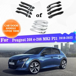 Peugeot 208 e-208 MK2 P21 2019 2020 2021 2022 2023 parlak siyah karbon Fiber krom etiket araba koruyucu Gadget aksesuarları