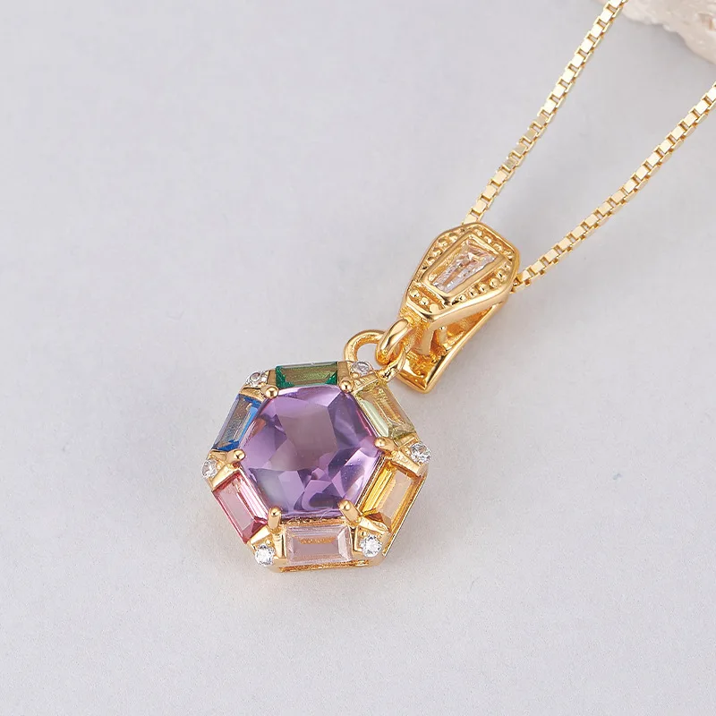 BOCAI New S925 Sterling Silver Jewelry Fashionable and Luxurious Gold-plated Crystal Inlaid Jewelry Set Women's Selected Gift