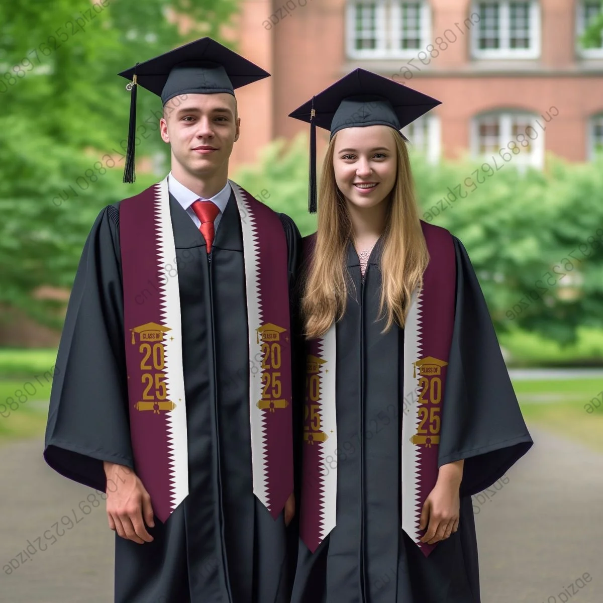

New Qatar Flag Unisex Top Print Graduation Stole Sash Adult Plain Graduate Honor Stole Class of 2025
