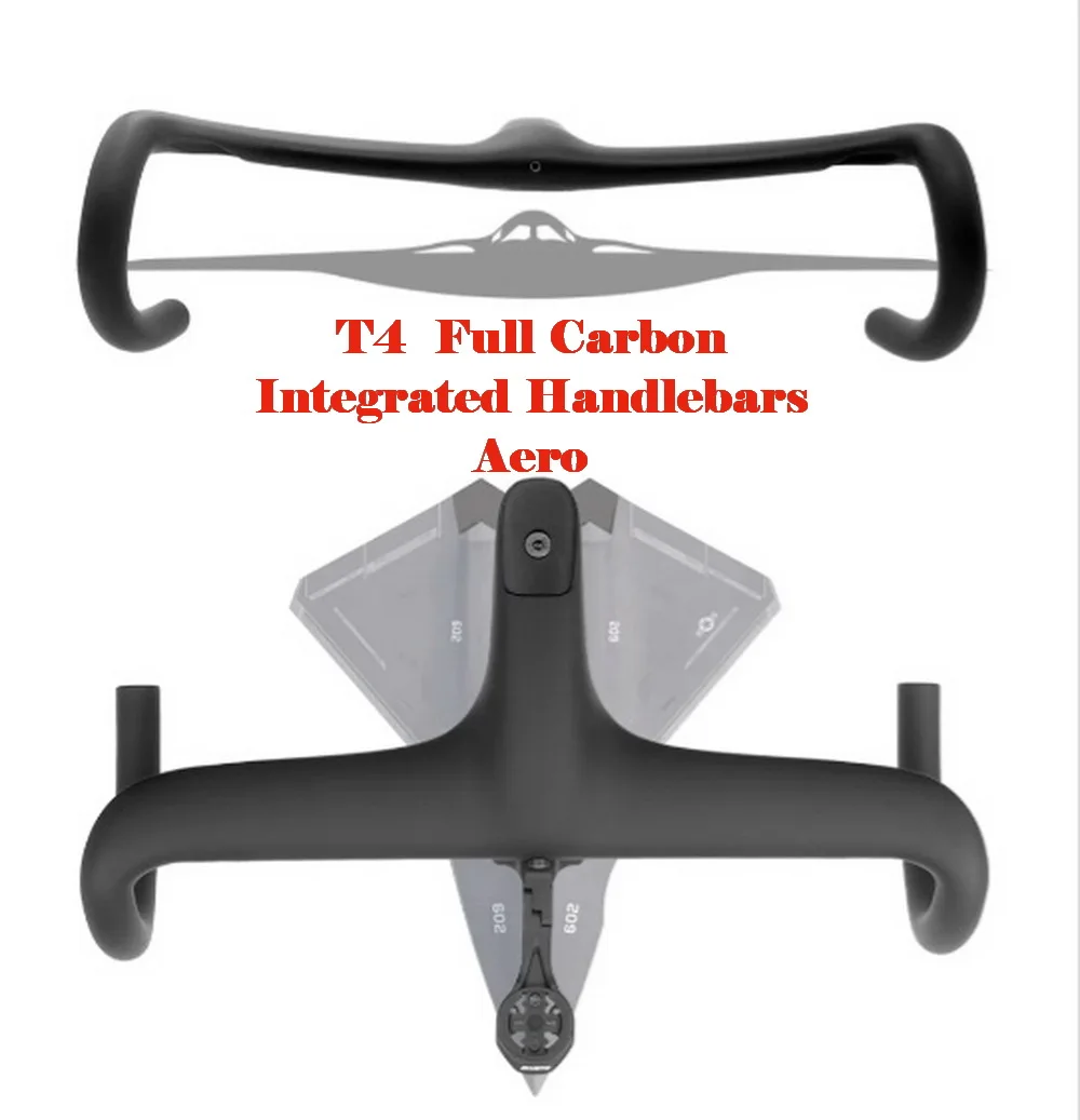 

T4 full carbon fiber fully internally routed road bicycle integrated handlebar, with a full set of accessories and GPS bracket