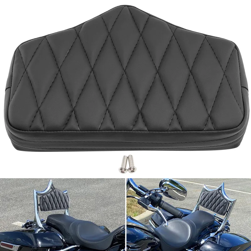 

For Harley Touring Street Glide Road Glide Road King 2009-Later Motorcycle Black Rear Passenger Backrest Sissy Bar Cushion Pad