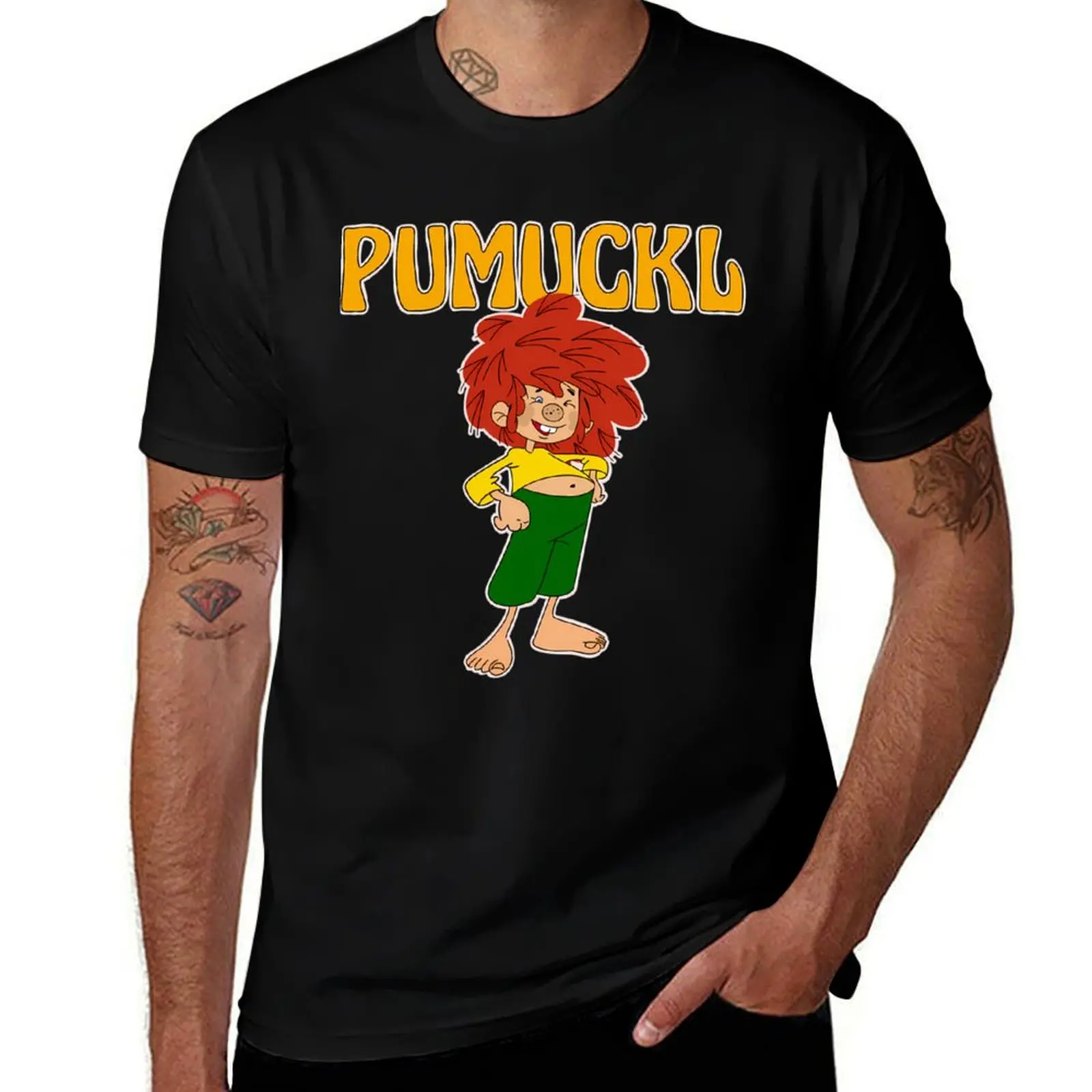 

Pumuckl однотонные принты для рубашек с мужскими хлопковыми хлопчатобумажными футболками черные рубашки посылка футболка мужская 100%