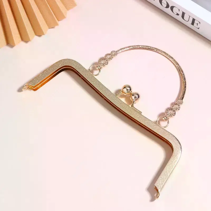 Purse Frame With Curved Handle Kiss Lock Clasp Hardware For DIY Handmade Coin Bag Evening Clutch Bag Making Accessories Metal