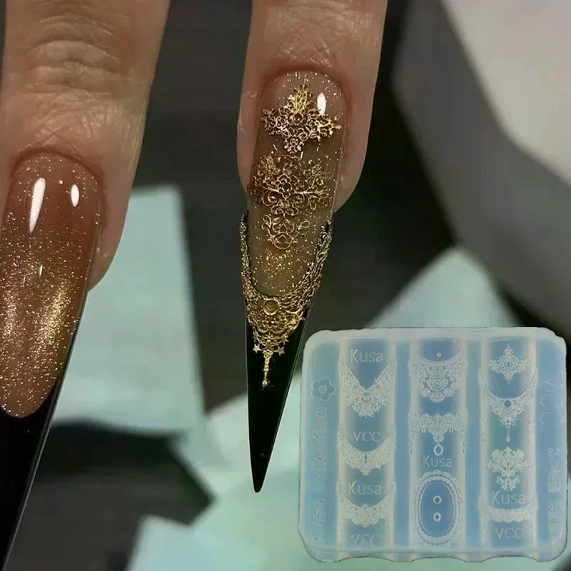 Transparent Transparent Lace Nail Mold For Women, Silicone Embossed Design Lace Nail Stencil Professional Manicure Mold DIY Crafts Daily Use - Aliexpress Deal