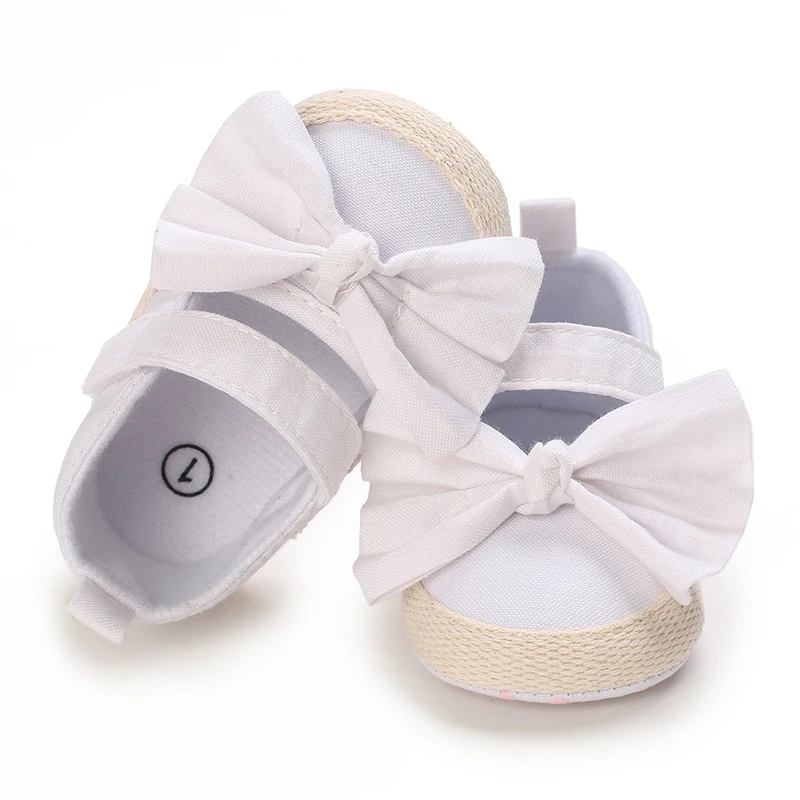 Schattige Nieuwe Baby Meisjes Schoenen 0-18M Baby Zachte Zool Babyschoenen Katoenen Strik Prinses Schoenen Eerste Wandelschoenen Baby Schoenen