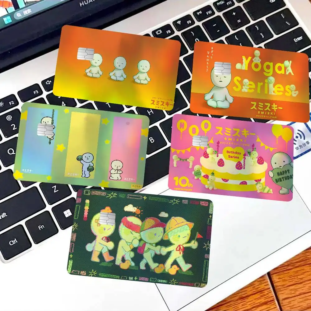 Cartoon SmiskiS Luxury Laser Bank Card Stickers Shiny Reflective DIY Card Decoration