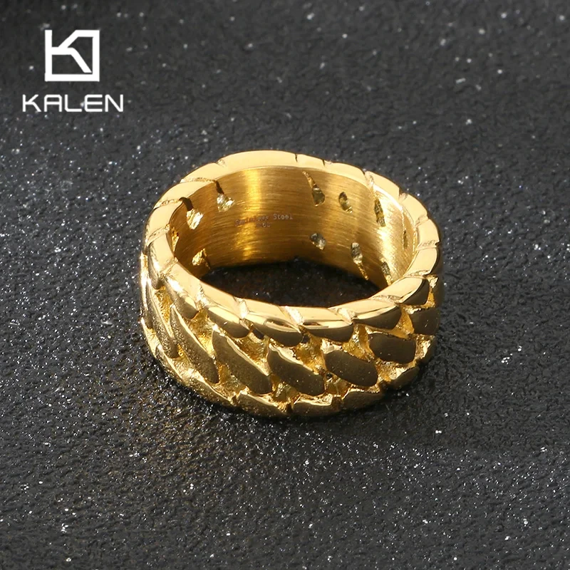 Hip Hop Edelstahl klobiger Herrenring poliert kubanische Fingerzubehör dicke goldene Anillos Rock Trend Schmuck ID Name Geschenk