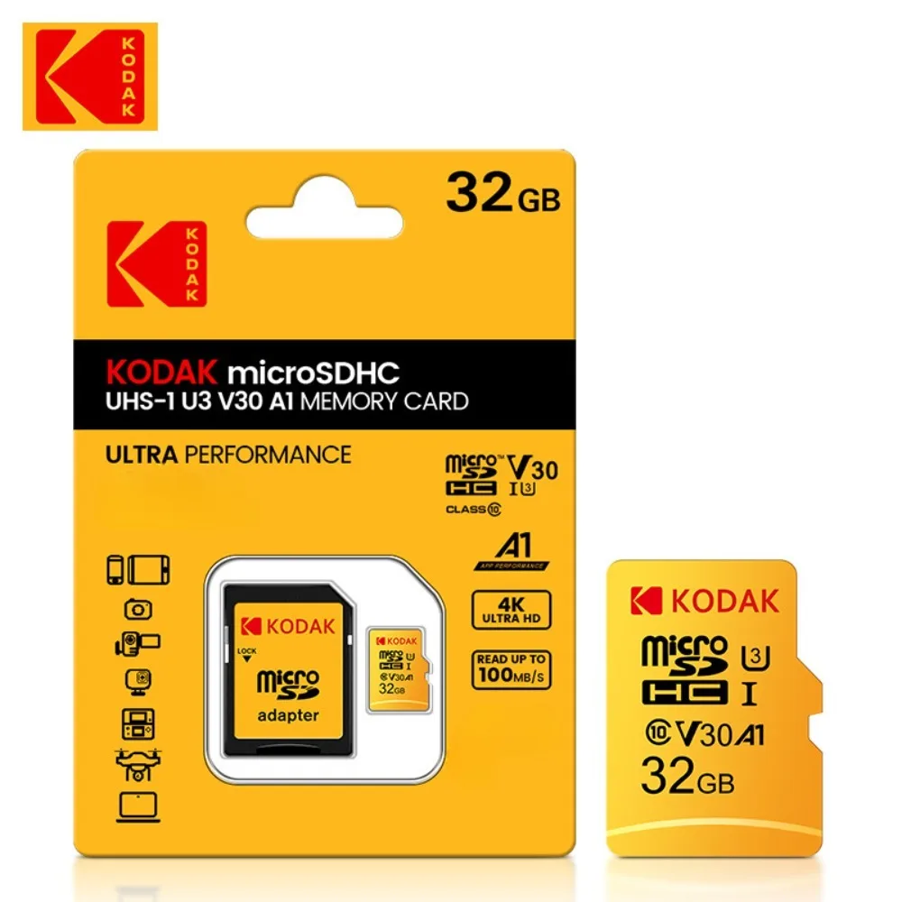 Kodak 32GB-256GB Micro SD Memory Card - High Speed ​​Class 10 U3 UHS-I for Smartphones, Digital Cameras, Tablets and Drones Chri