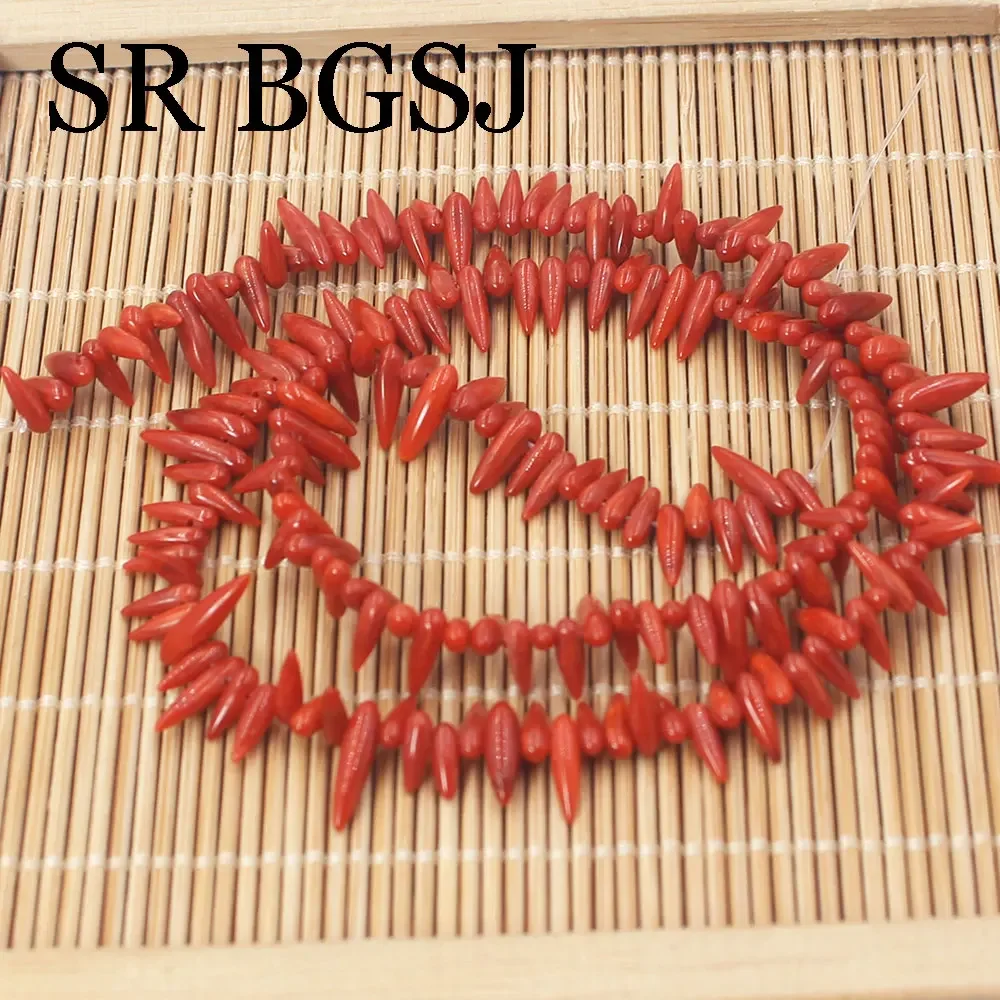 6x2mm 15inch Sardi Red Pepper Shape Natural Sea Bamboo Natural Coral Charm Jewelry Spacer Beads For DIY  Bracelet Necklace