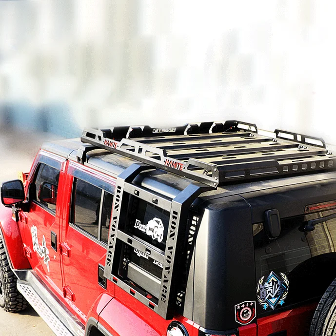 

Оптовая продажа 4X4 багажник на крышу автомобиля с лестницей, комплект для крепления багажника, грузовая корзина на крышу для Wrangler BJ40