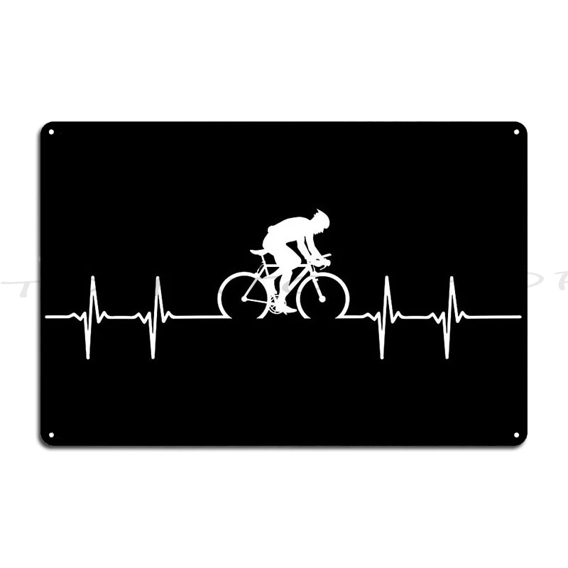 Cycling Heartbeat Bike Rider Pulse Metal Sign Wall Mural Home Cinema Wall Decor Custom Tin Sign Poster