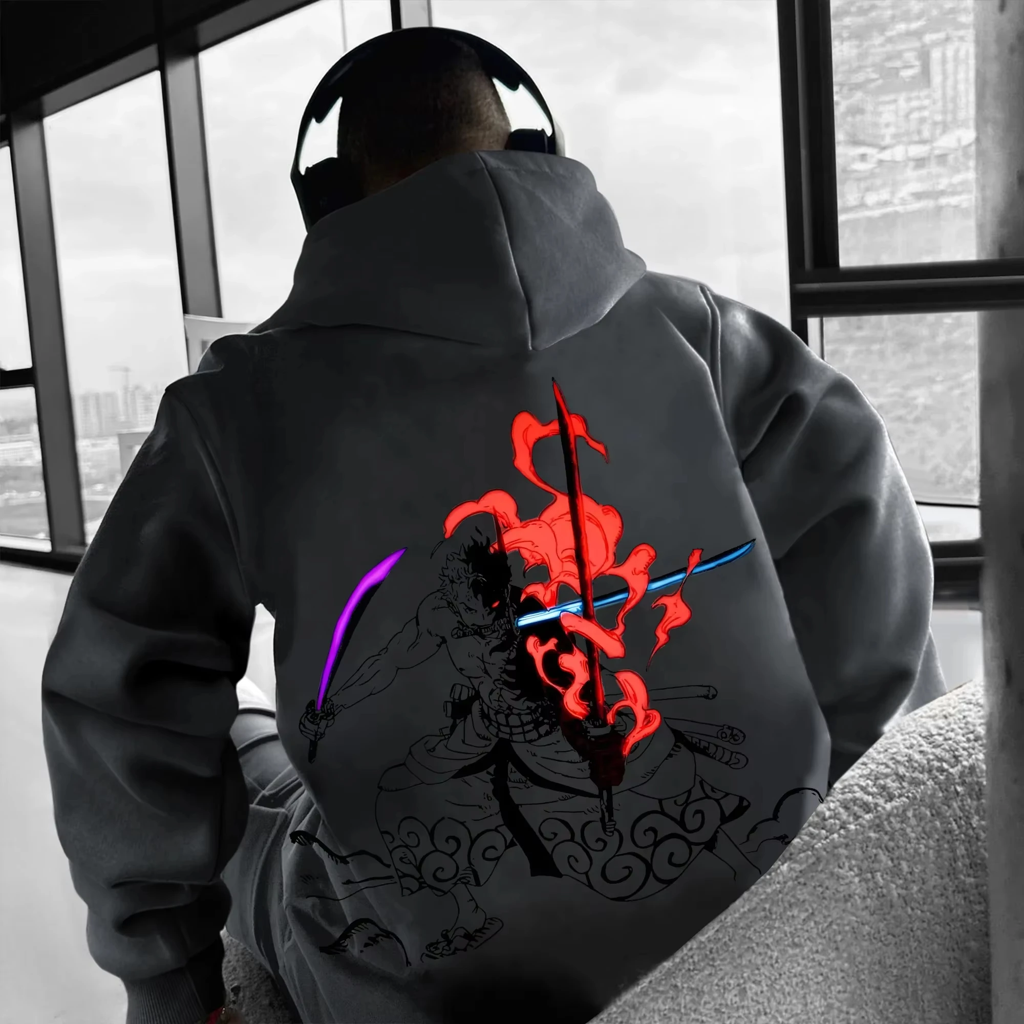 

ONE PIECE 2025 Autumn/Winter Men's Hooded Sweatshirt Anime Printed Street Clothing Casual Clothing Fashion Trend Versatile Top