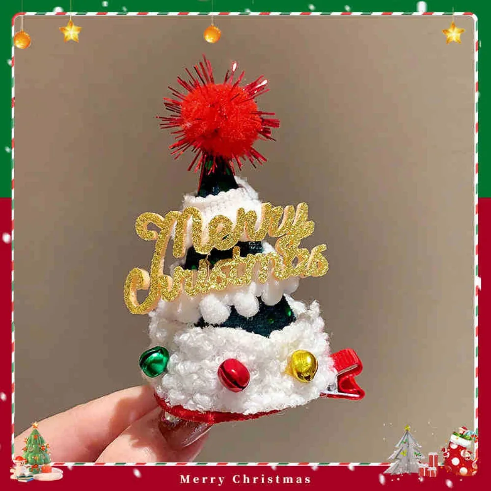 Merry Christmas Decor Christmas Hat Hairpin Sequin Santa Claus Children Deer antler Hair Clip Snowflake Bowknot