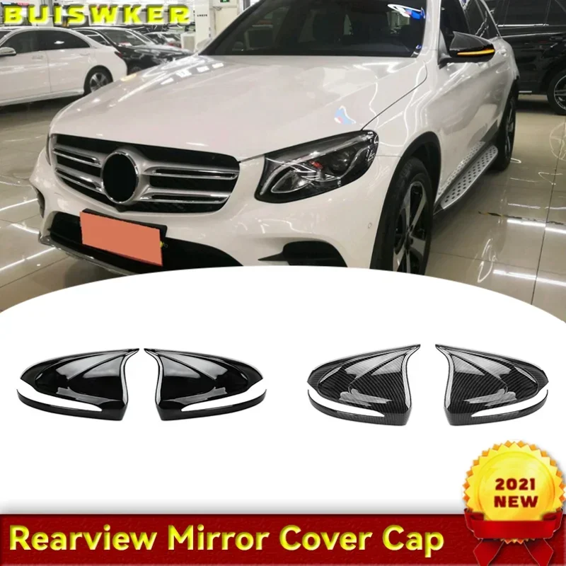 NEW-for Mercedes Benz C200L Modified New E-Class E300L/GLC260 ABS Car Rearview Mirror Cap Cover Trim Accessories 2 Pcs