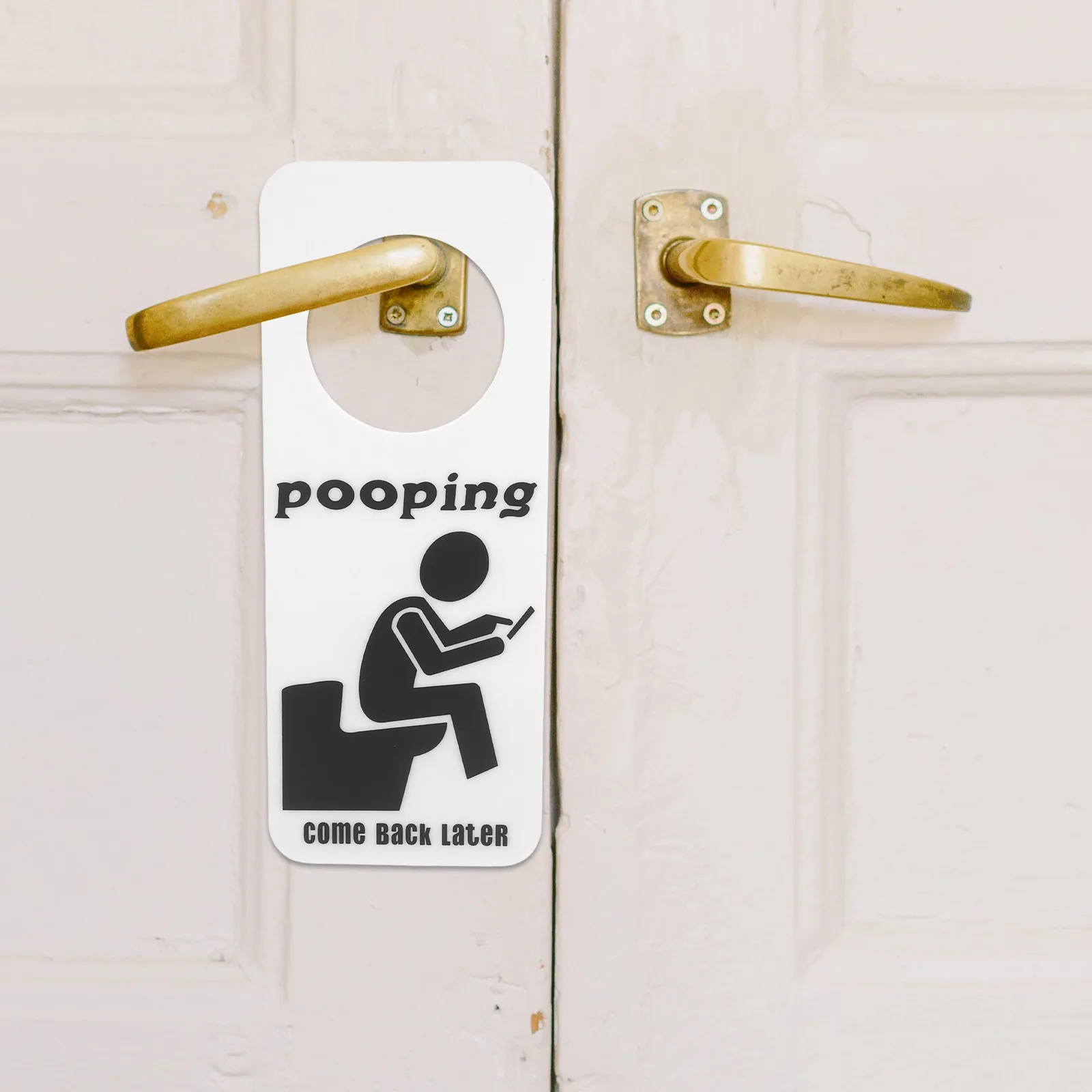 Funny Restroom Door Sign Bathroom Occupied Indicator Humorous Hanging Door Knob Sign for Home Office Hotel Public Restrooms