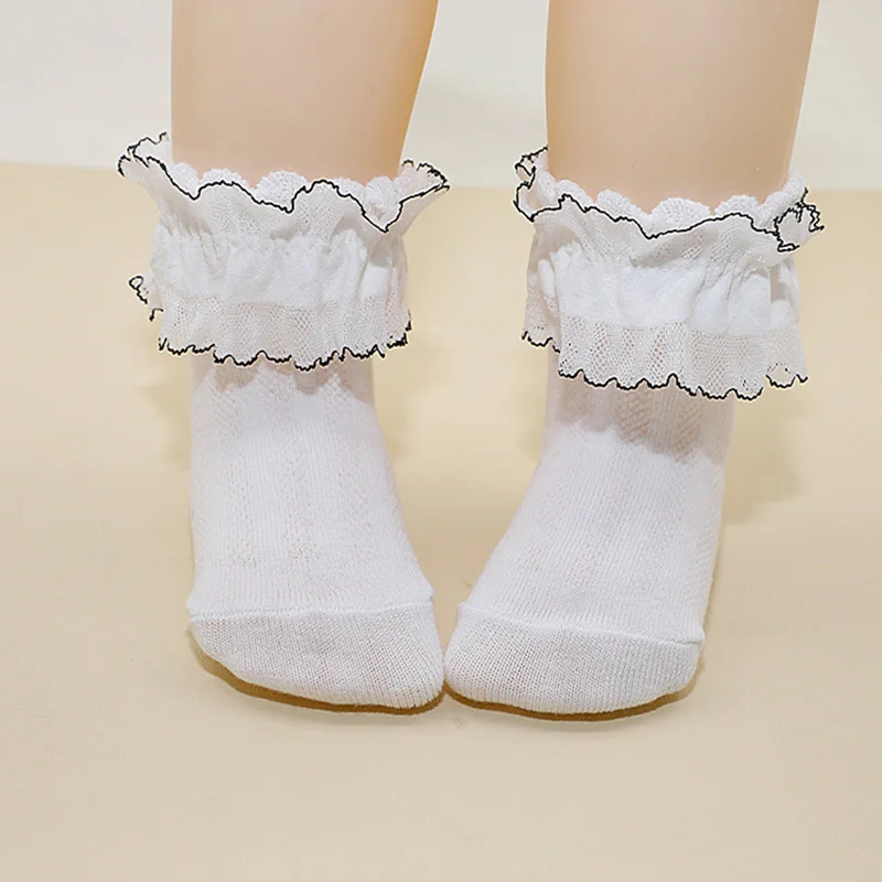 الدانتيل كشكش الطفل الجوارب الصيف شبكة رقيقة الأميرة الاطفال الأبيض الجوارب القصيرة لطيف القوس 1-3 سنوات فتاة جوارب قطنية #4
