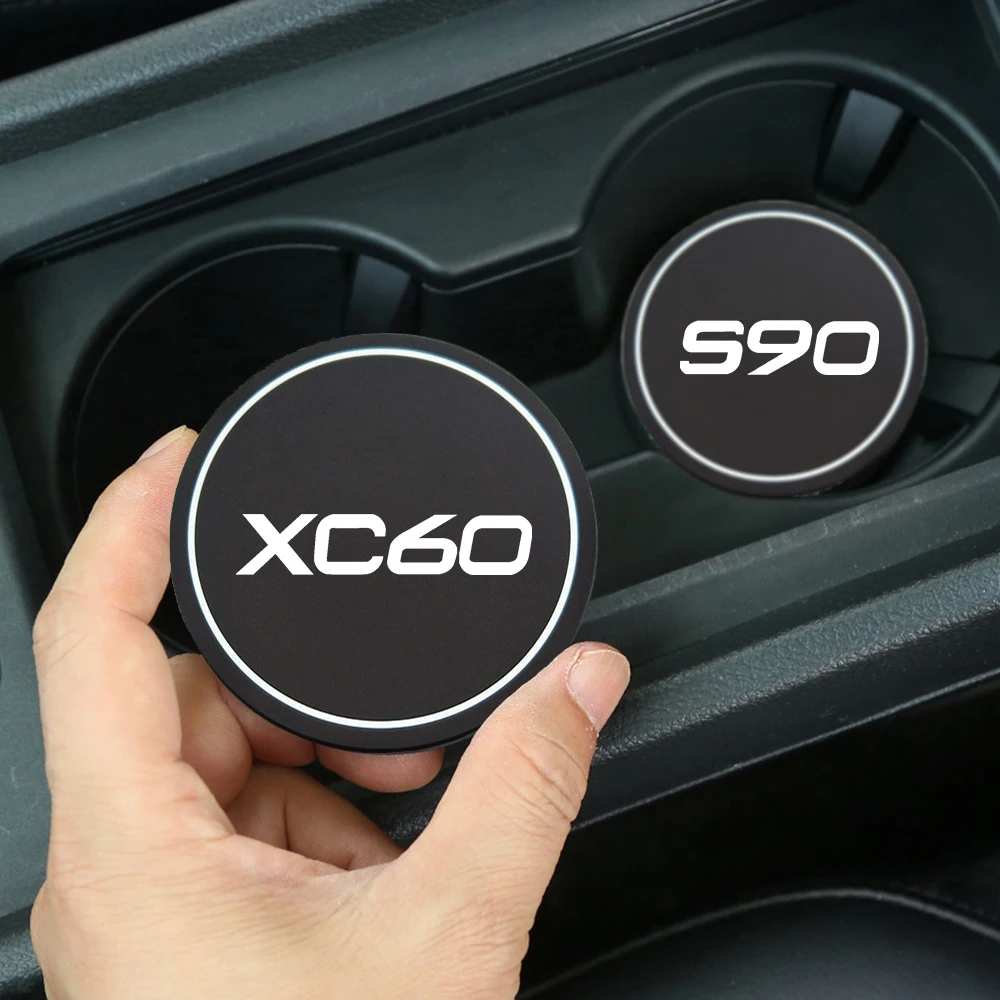 2Pcs Car Coaster Water Cup Bottle Holder Anti-slip Pad Mat Silica Gel Bottle Holder Pad For Volvo S60 S90 XC60 XC90