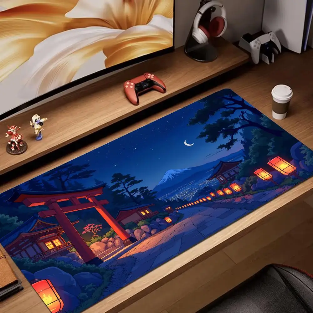 

Japanese landscape illustration Mouse Pad rubber anti-slip Desk Mat gamer pc accessories Gaming mat keypad expansion mousepad