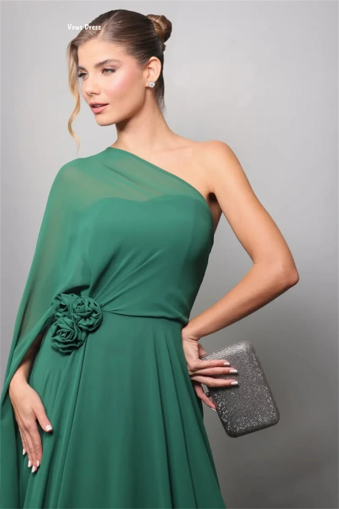 Vows Luxurious Women's Evening Dresses Woman Elegant Custom Made Prom Gown Line A Green Chiffon Party Dress for Wedding 2025