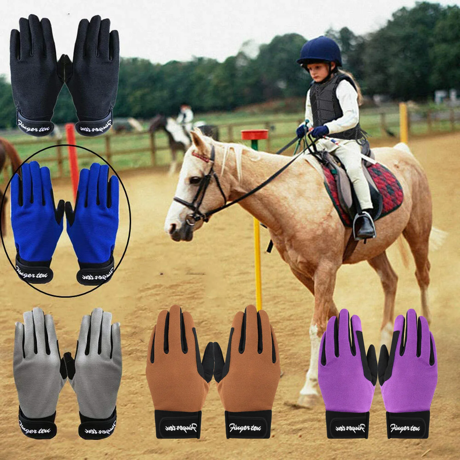 Guantes de equitación largos duraderos para niños, guante ecuestre, carreras de caballos, ciclismo, deporte, agarre de bicicleta, niños, niñas, envío directo, 5-13