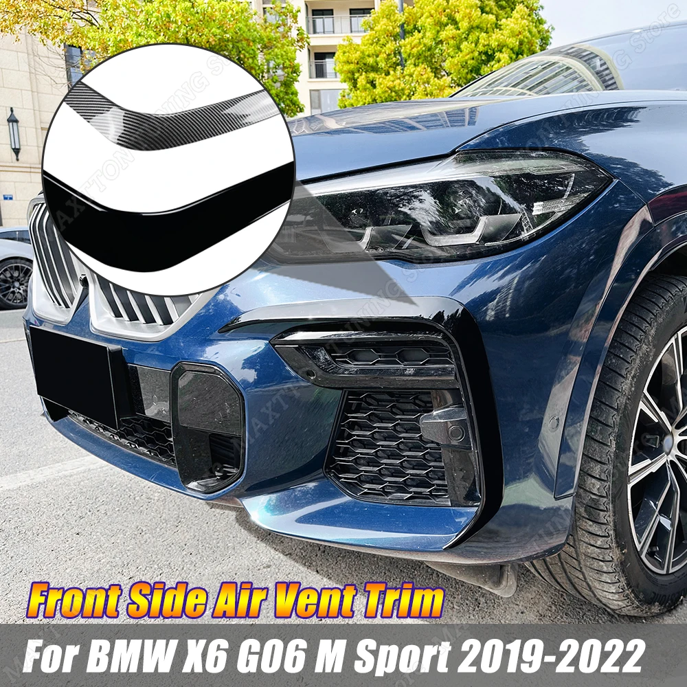 

For BMW X6 G06 M Sport 2019-2022 Front Bumper Side Air Vent Frame Trim Intake Spoiler Fog Lamp Cover Decorative Accessories