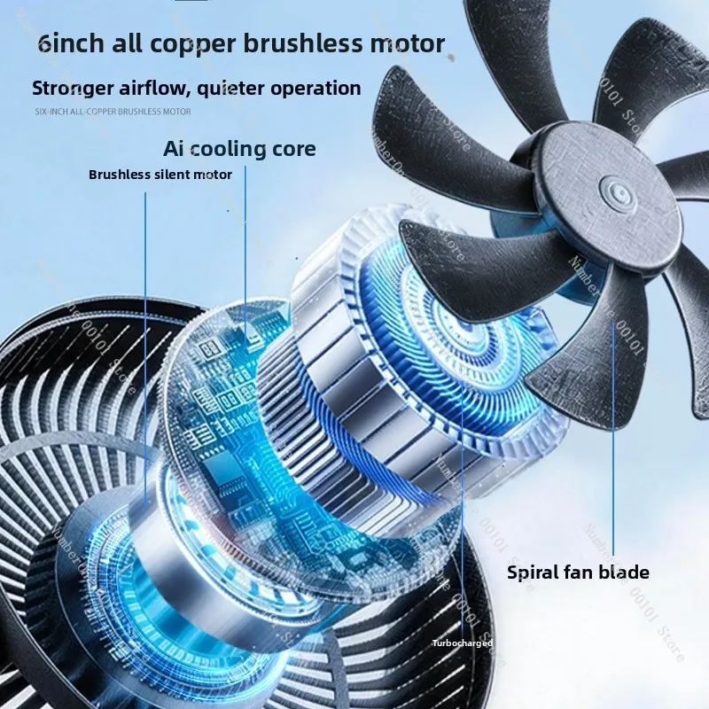 USB Rechargeable Clip On Desk Fan Auto Rotation Silent Long Lasting Portable Fan for Office Dormitory