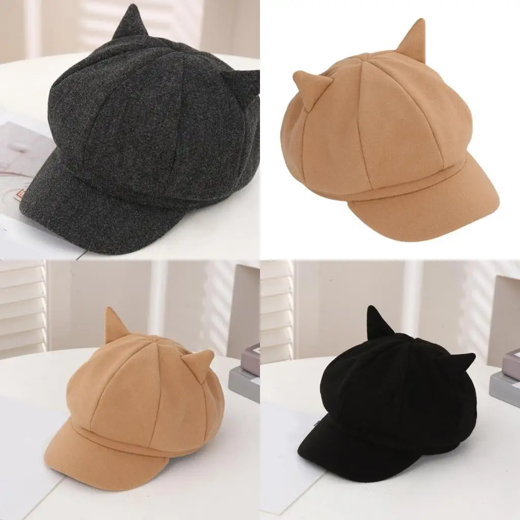 

39BB Girls Casual Painter Hat Ear Duckbill Hat for Girls Hat Subculture Street Photography Club Wear