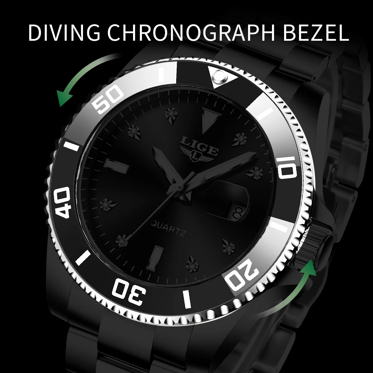 LIGE Casual Fashion Man Watch Luxury Stainless Steel Simple Sport Watches for Men Calendar Waterproof Luminous quartz wristwatch