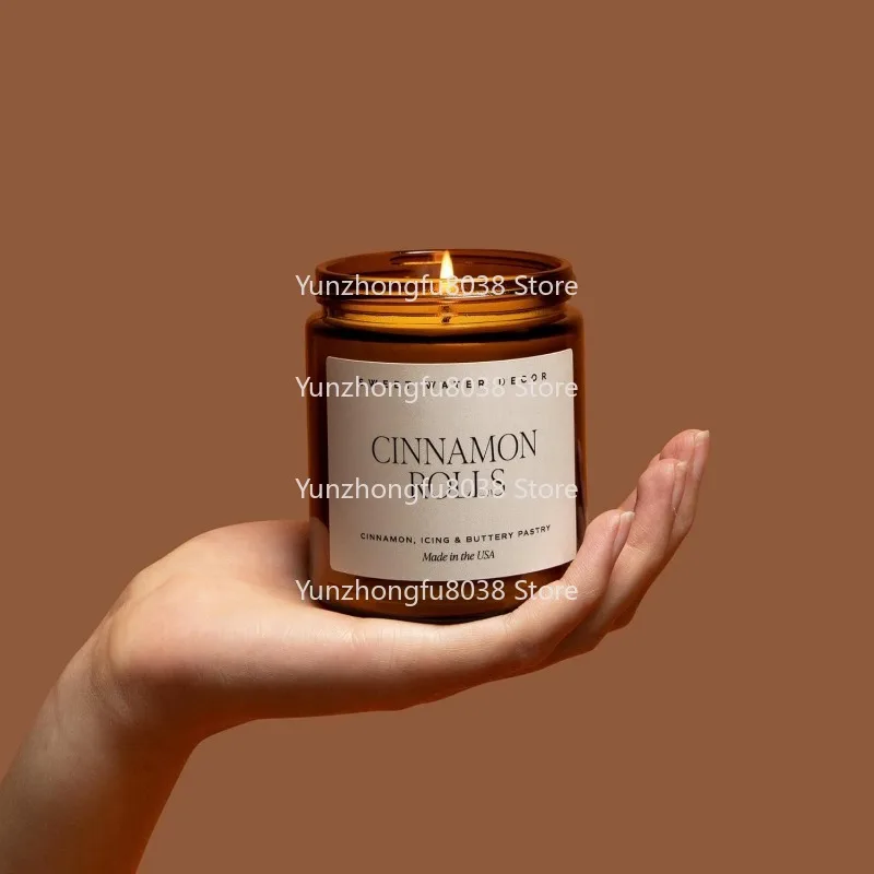 Warm Spice, and Citrus Scent for Home Decor - Soy Candle with 40 Hours Burn Time - 9Oz Black Lid Amber Jar Candles Fall Scents
