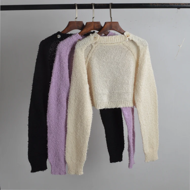 

Осень-зима, новый круглый трикотажный шил с высокой талией, длинный свековый топ, женский повседневный свитер Faion Ele