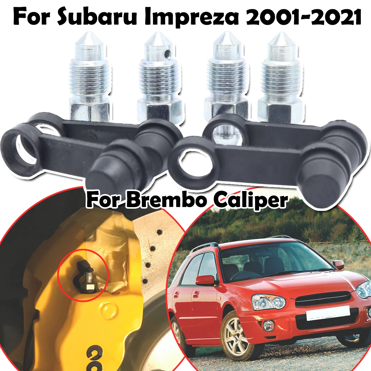 

For Subaru Impreza 2001 2002 - 2021 Rear Bleeder Valves and Rubber Dust Caps Left Right Caliper Bleed Nipple Screw Repair Kit