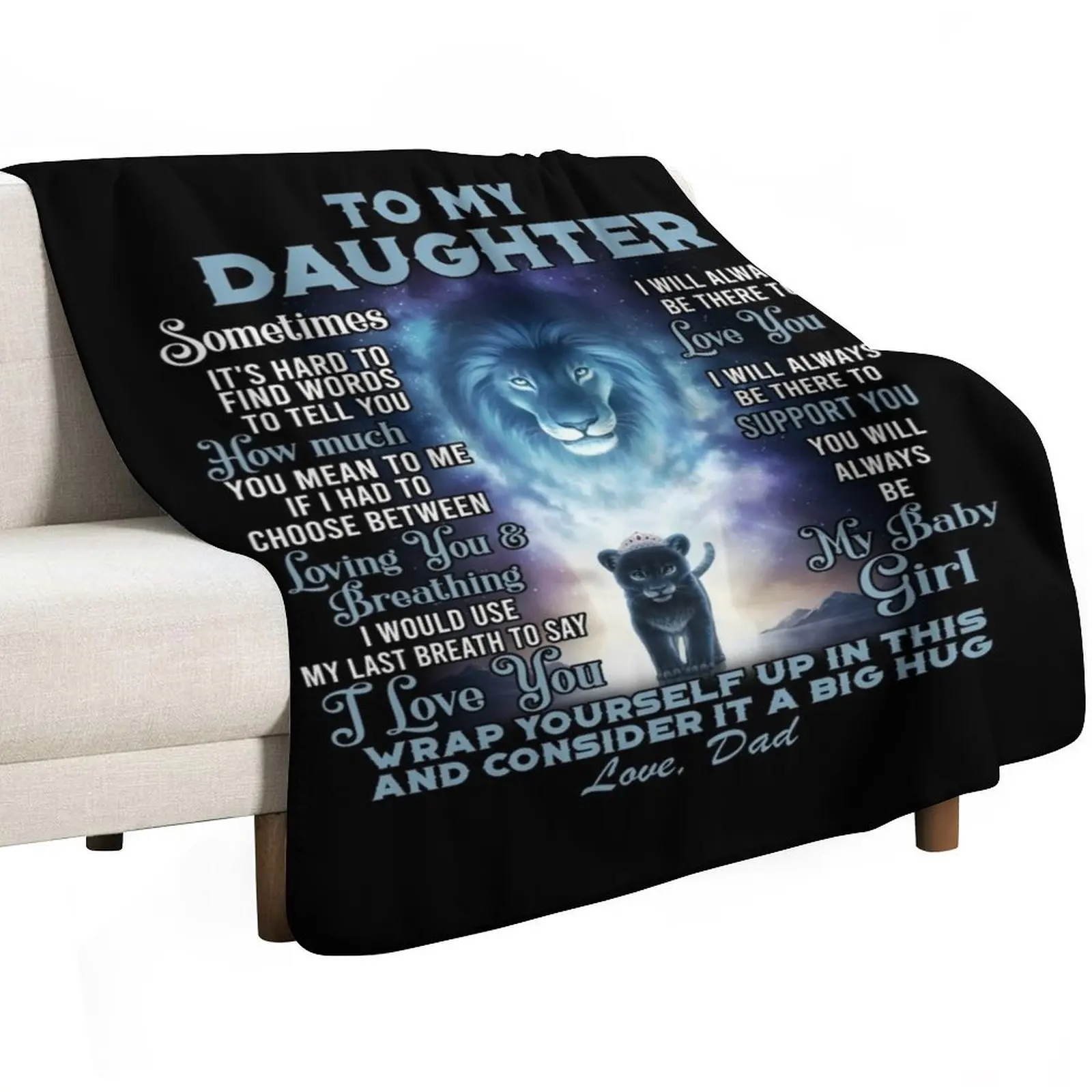 To My Daughter From Dad Throw Blanket Bed Plaid Bed linens Flannel Fabric Comforter Fashion Sofas Blankets