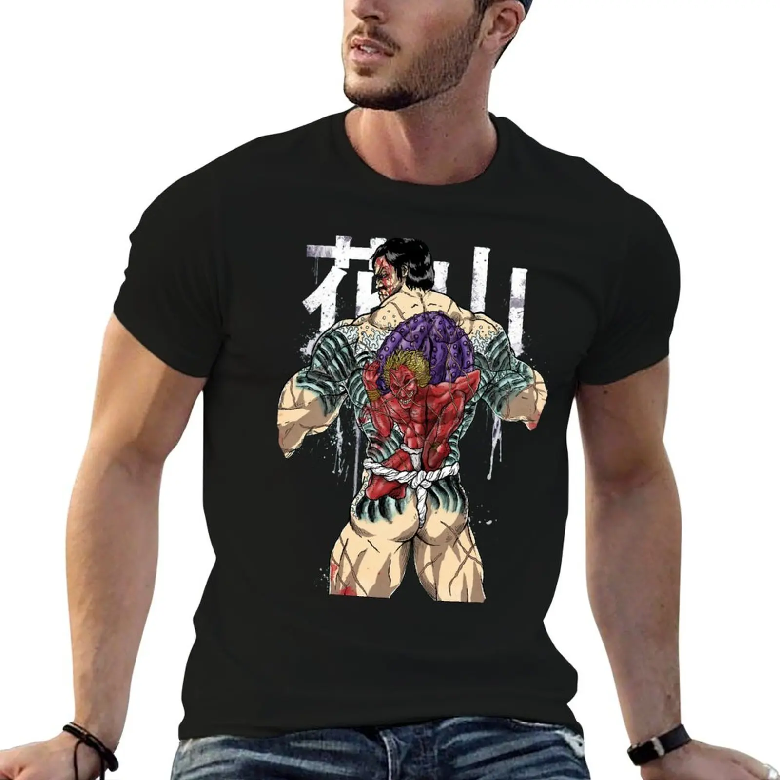 

Футболка Hanayama Yakuza Otokodachi (Baki), мужские хлопковые футболки, мужская футболка из 100% хлопка