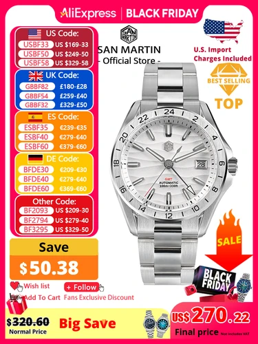 San Martin nuevo 39mm textura del desierto lujo hombres vestido de negocios GMT reloj NH34 mecánico automático impermeable 100m luminoso SN0129