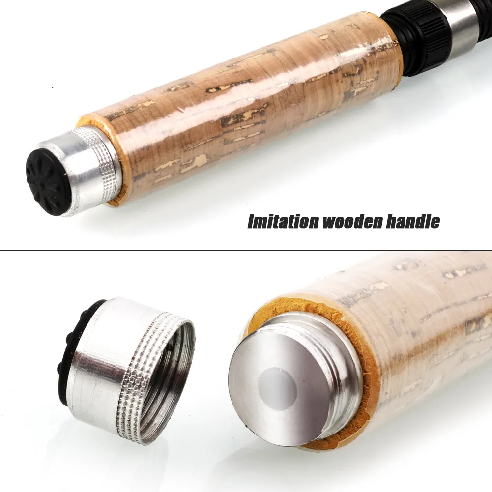 Sougayilang صنارة صيد الجليد الصغيرة تلسكوبية لصيد الأسماك على الجليد مع قبضة خشبية - المعدات الأساسية لصيد الأسماك على الجليد في الشتاء