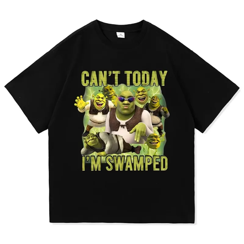 Can't Today I'm Swamped T Shirt Men/Women Harajuku Aesthetic Graphic Funny Anime T-Shirt High Quality Vintage Cotton Tees Shirts