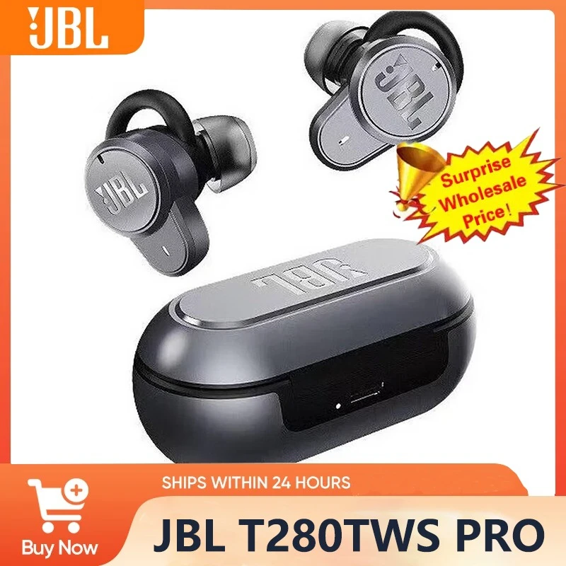 JBL T280 TWS Pro True Wireless Earbuds Bluetooth 5.3 Deep Bass Stereo Headphones IPX5 Waterproof Sport Earphone with HD Mic