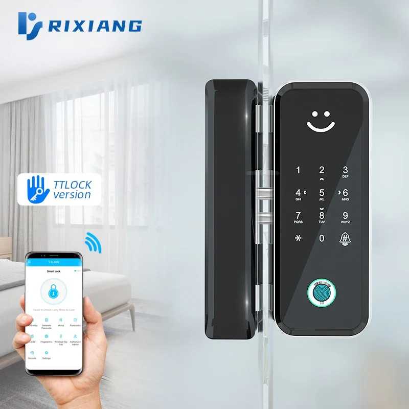 

Smart Glass Door Lock Fingerprint Password Card Mechanical APP Multi Unlock Ways Sliding Door Lock System fechadura eletronica