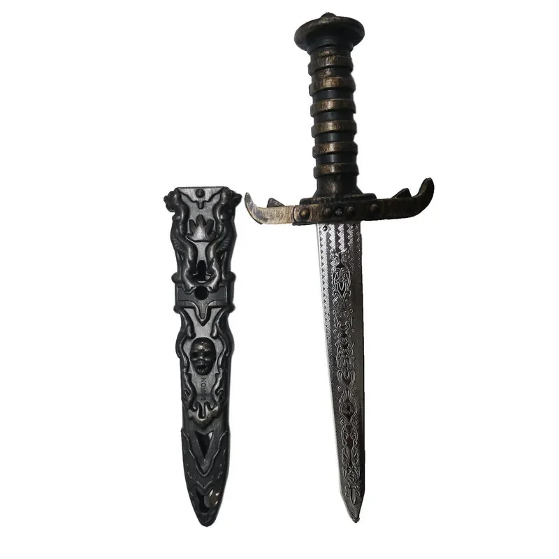 سكين جيب بلاستيكي مضحك على الطراز القديم على شكل جمجمة مقاس 23 × 3 سم دعائم عروض الحفلات التنكرية #6