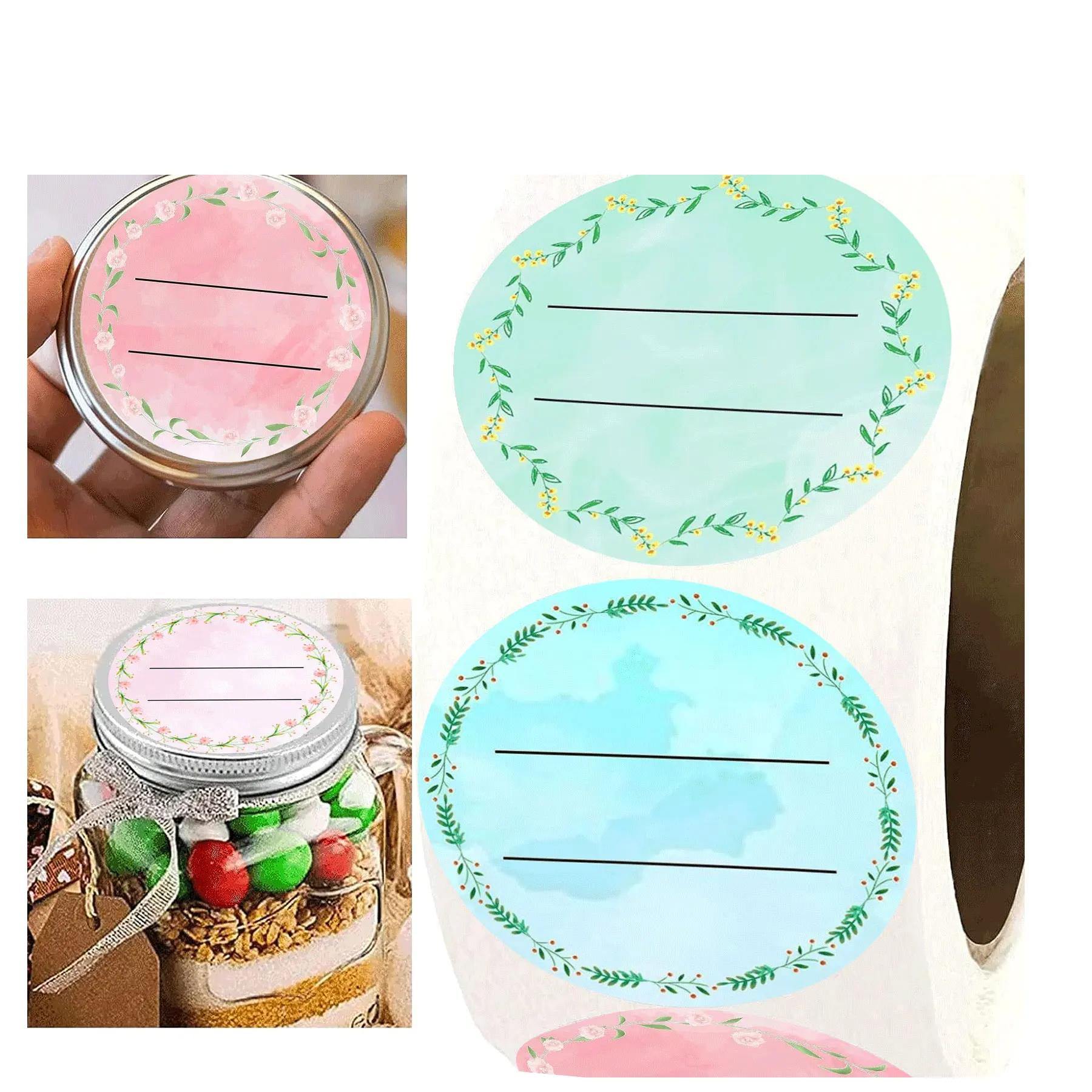 Canned Can Label Sticker Flower Mason Can Lid Spice Bottle Label 2inch Spice Party Label Food Sticker 500pcs