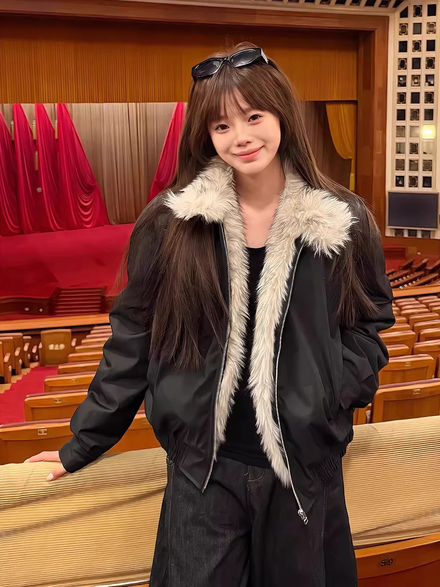 

American High Street Sle Men's Thiened Cotton Jaet with Fur Collar Stand Collar Warm Winter Coat for Couples