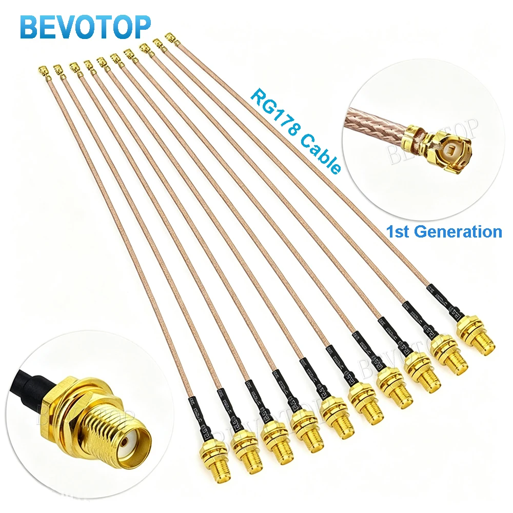 10PCS RP-SMA/ SMA Female to uFL/u.FL/IPX-1 Female Connector RF Coax Pigtail Antenna Extension Jumper RG178 SMA to IPX Cable