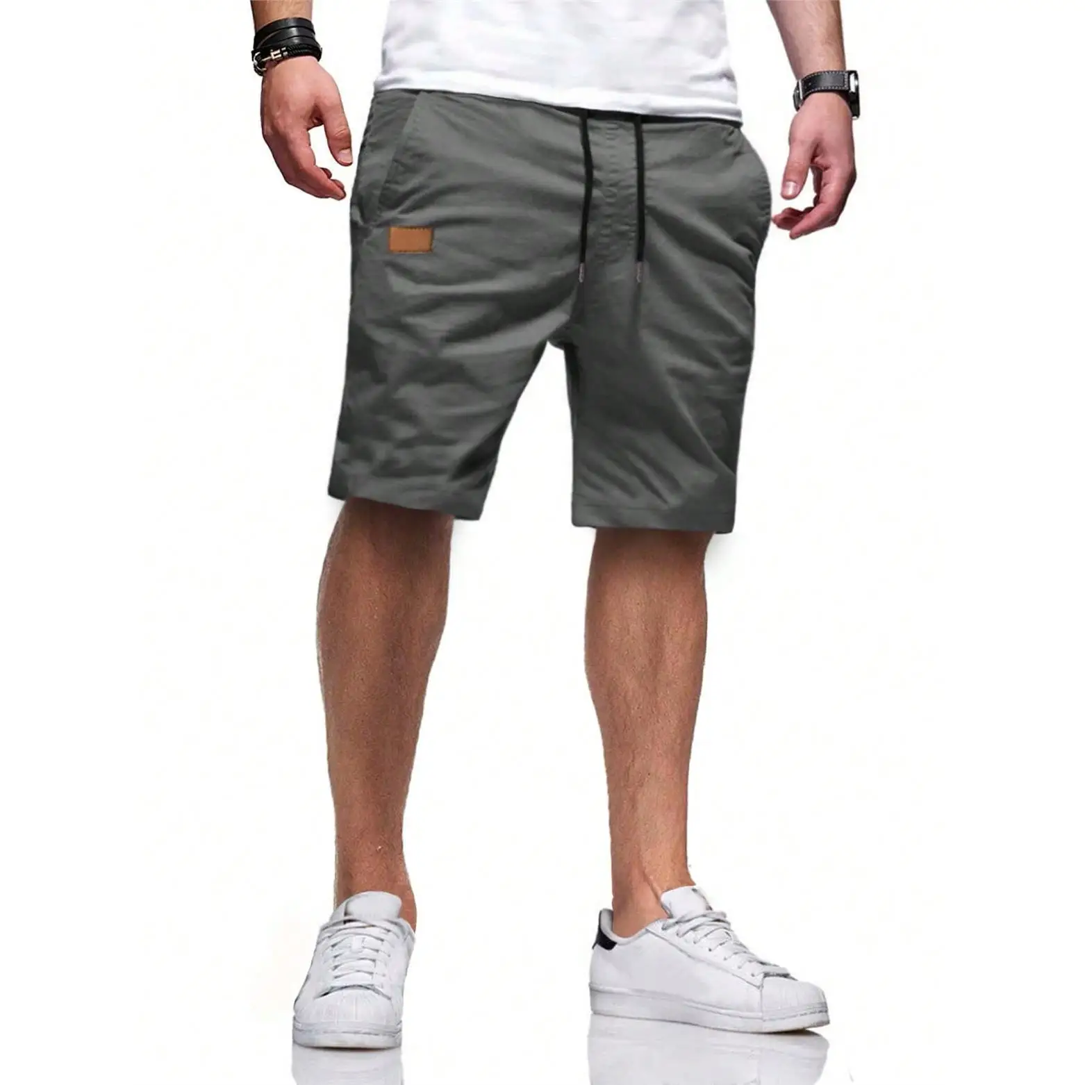 Men's Summer Sportswear Casual Large Size Woven Cloth T-Shirt Standard Fit Bright Thread Flocking Polyester Cotton Blend