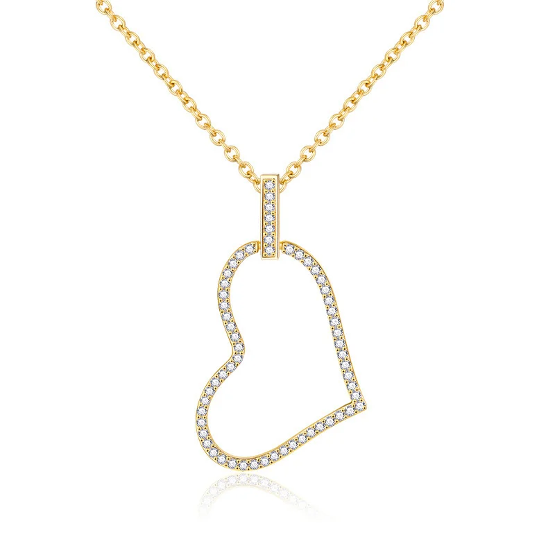 

Heart-shaped Love Heart Inlaid with Zirconia High-end FeelS925Sterling Silver Necklace Niche Versatile Elegant Pendant Wholesale