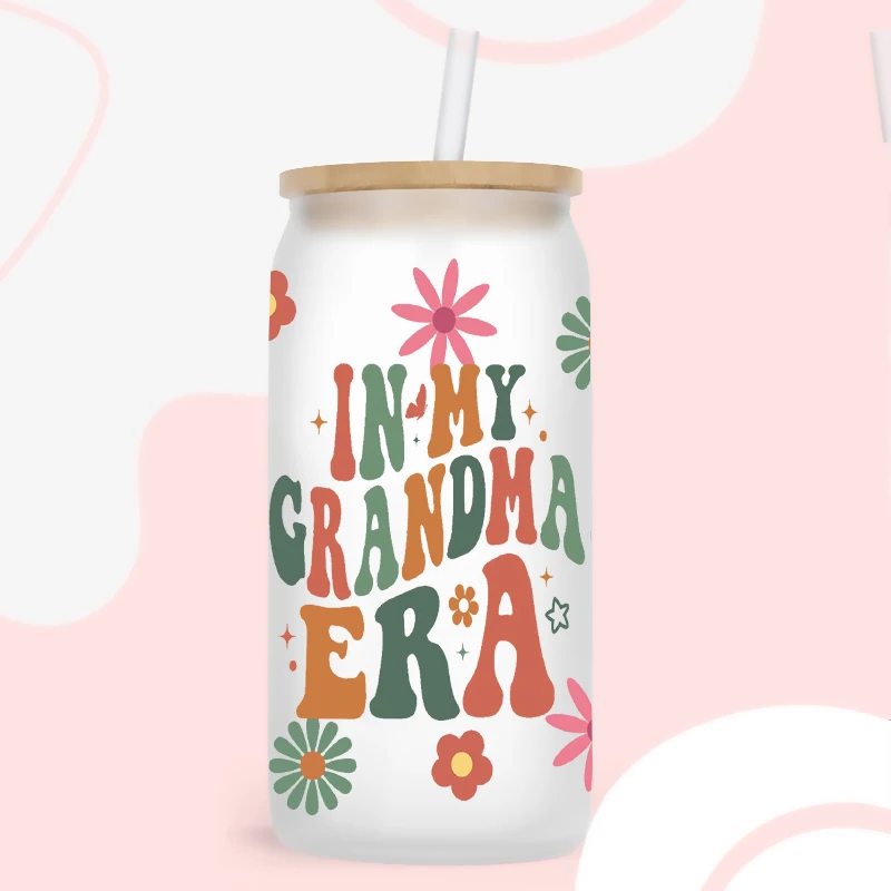 3D UV DTF Transfers Stickers 16oz Cup Wraps Plant Flower Word Printed For DIY Glass Ceramic Metal Leather Etc. D11889