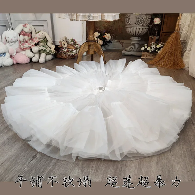 45cm Violence Crinoline Daily Lolita Super Fluffy Soft Veil Pettiskirt Slip Dress Wedding Dress Boneless Support Sitting Lolita