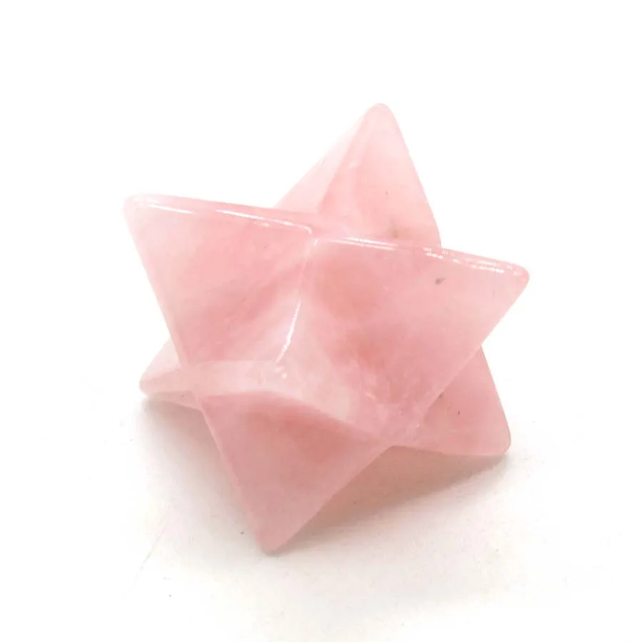 30mm Crystal Stone Hand Carved Merkaba Star Home Decor Healing Reiki Health Gemstone Rose Quartz Spiritual Energy Decoration