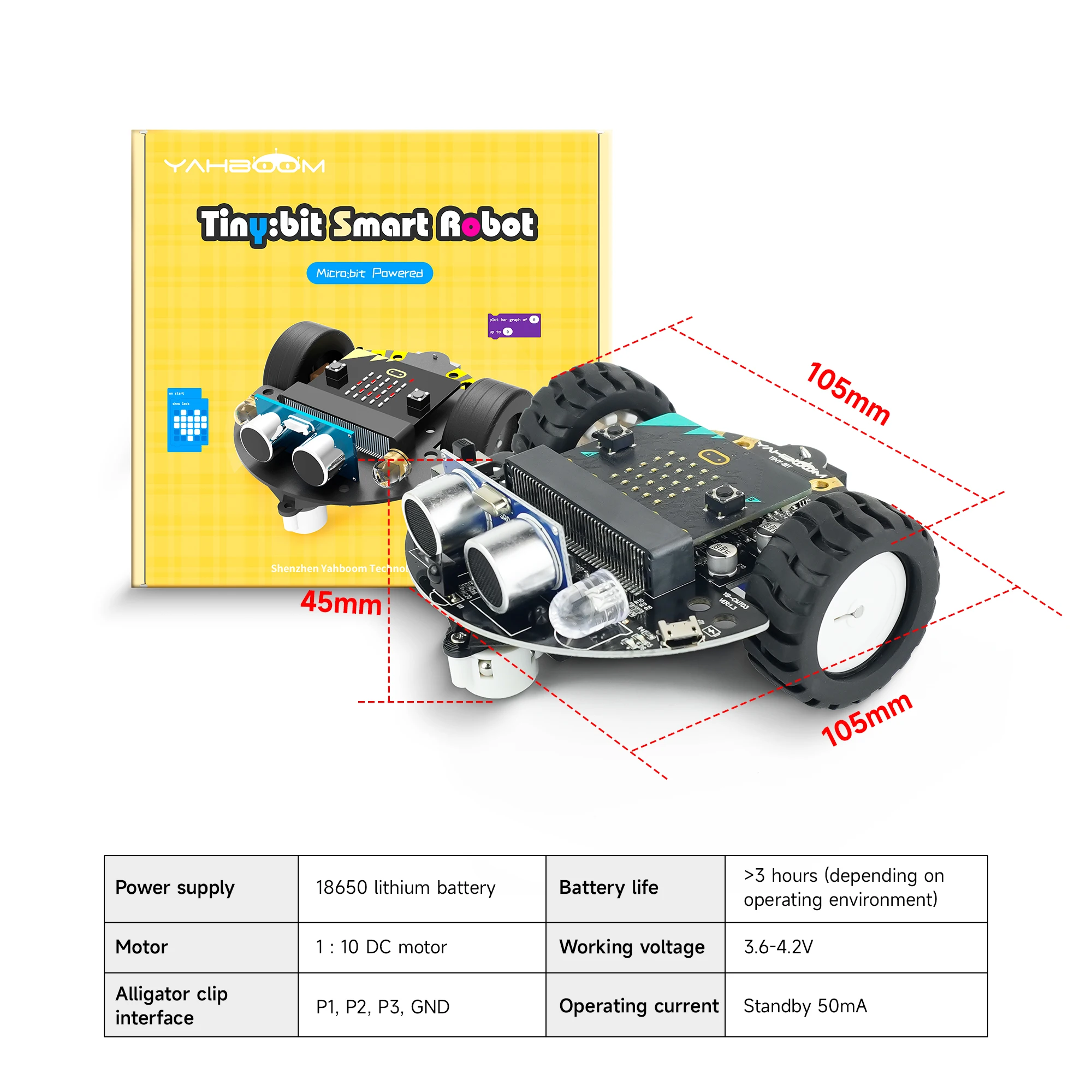 Yahboom-juguetes programables para coche, robótica de codificación para Microbit V2 V1 con batería, CE RoHS, STEM, educación, Robot Microbit